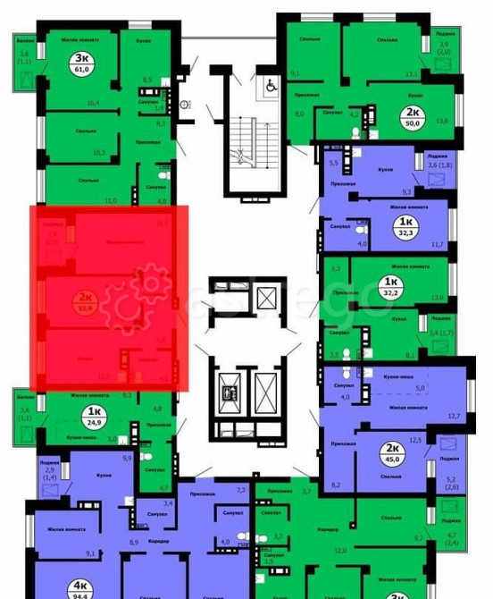 2-комн. квартира, 55.9 м2, 23/26 эт. Красноярск - изображение 2