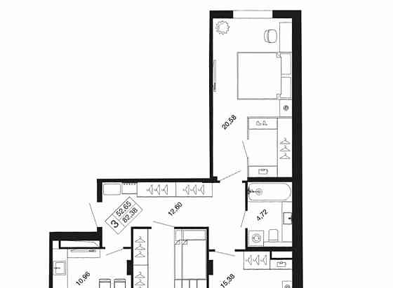 3-комн. квартира, 82.38 м2, 7/9 эт. Апрелевка