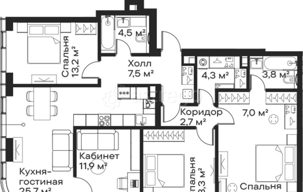 4-комн. квартира, 108.4 м2, 50/59 эт. Москва - изображение 7