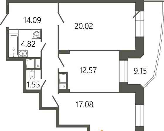 2-комн. квартира, 74.79 м2, 15/17 эт. Подольск