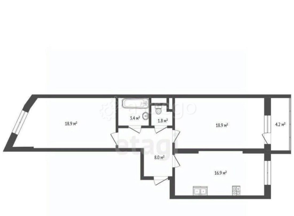 2-комн. квартира, 67.9 м2, 2/23 эт. Долгопрудный - изображение 3