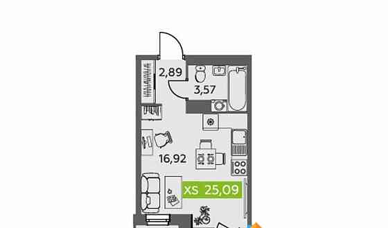 Студия, 25.09 м2, 5/9 эт. Северодвинск